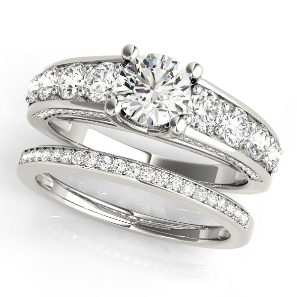 14K White Gold Round Diamond Trellis Ring