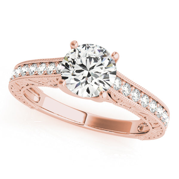 Rose Gold 1 ct Diamond Single Row Engagement Ring
