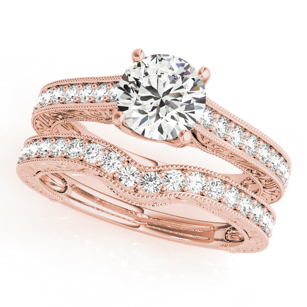 Rose Gold 1 ct Diamond Single Row Engagement Ring