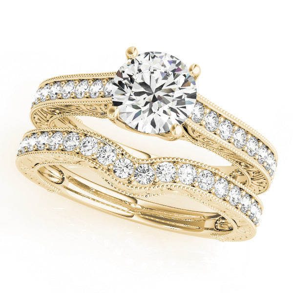 18K Yellow Gold Round Diamond Engagement Ring