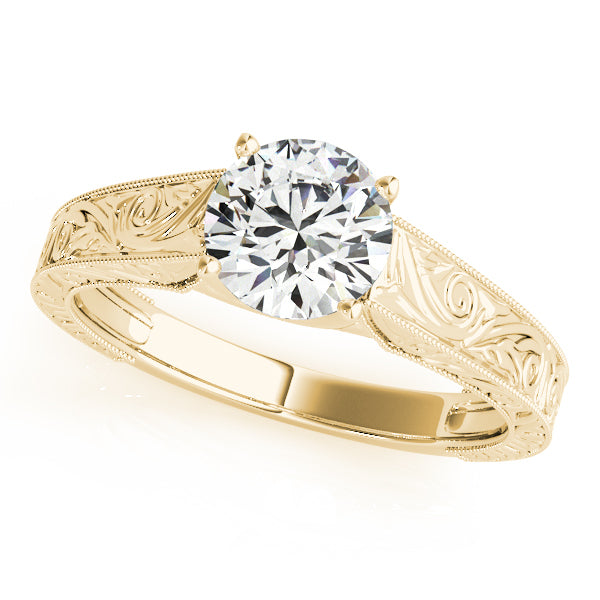 18K Yellow Gold 1 CT Round Diamond Engagement Ring