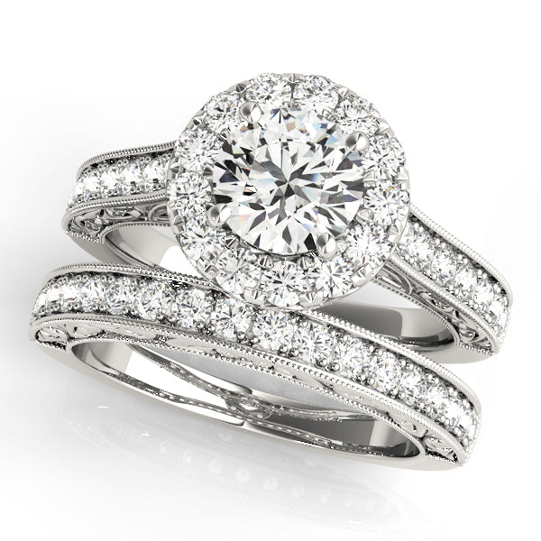 18K White Gold 1 ct Diamond Halo Engagement Ring