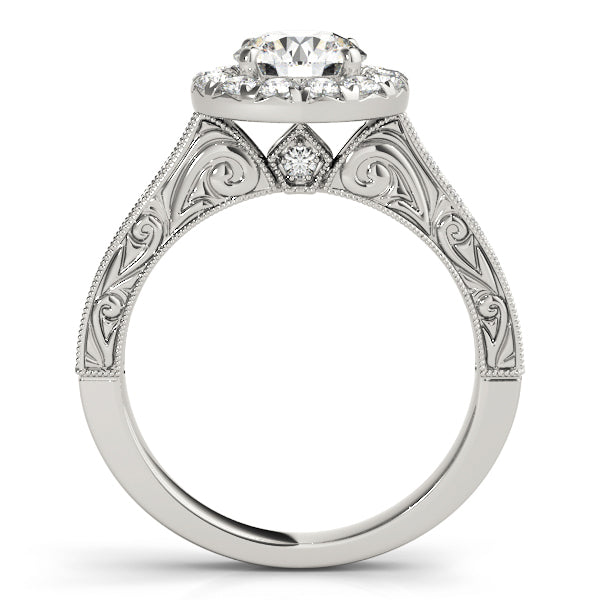 Platinum 1.56 ctw Round Diamond Halo Engagement Ring