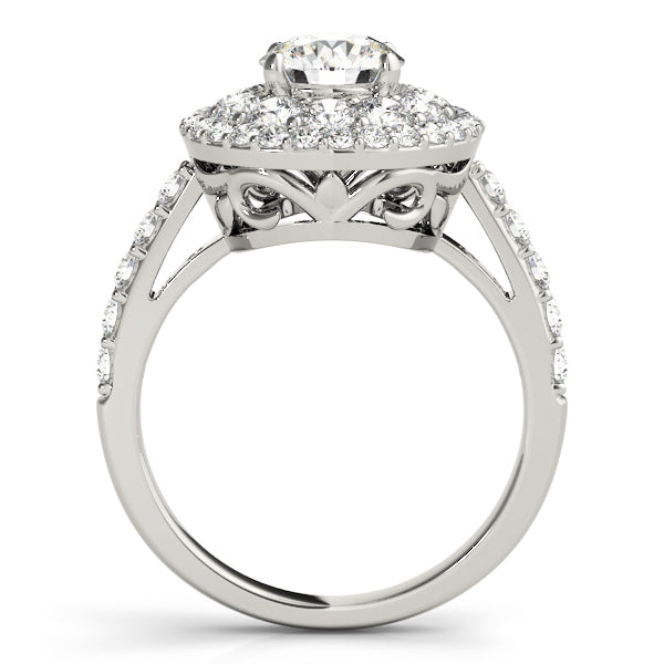 14K White Gold Round Diamond Halo Engagement Ring