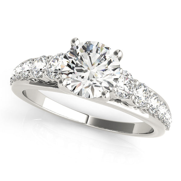 14K White Gold Round Diamond Engagement Ring