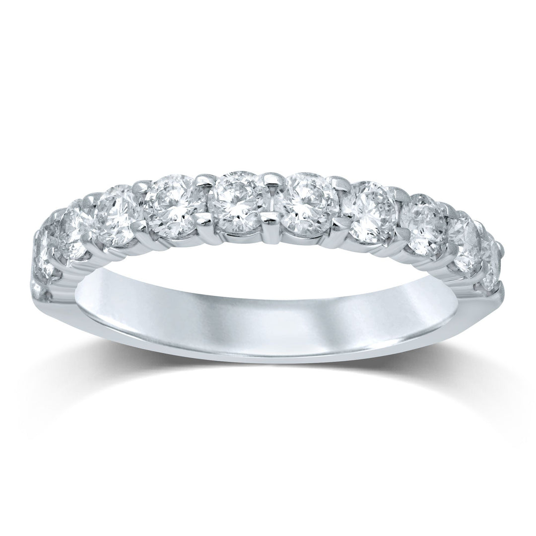 14K White Gold Lab Diamond Wedding Band (11 Round Stones)