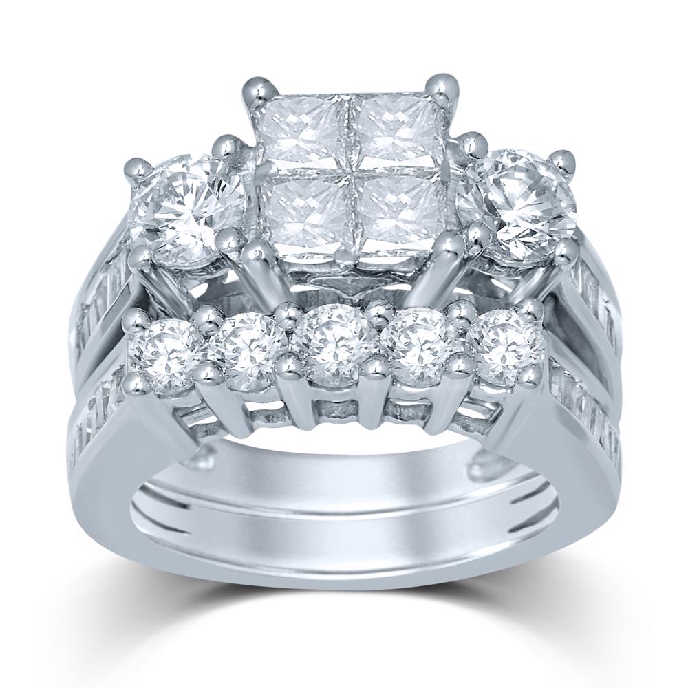 Brilliant 14k White Gold 4CT Lab Diamond Bridal Ring