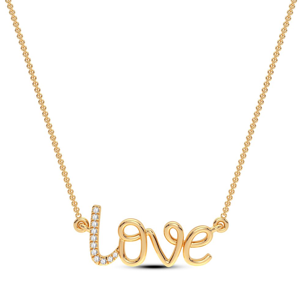 14K Yellow Gold Lab Diamond Delicate Pendant Necklace