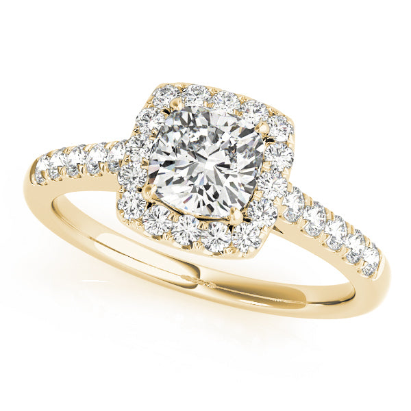 18K Yellow Gold Cushion Diamond Engagement Ring
