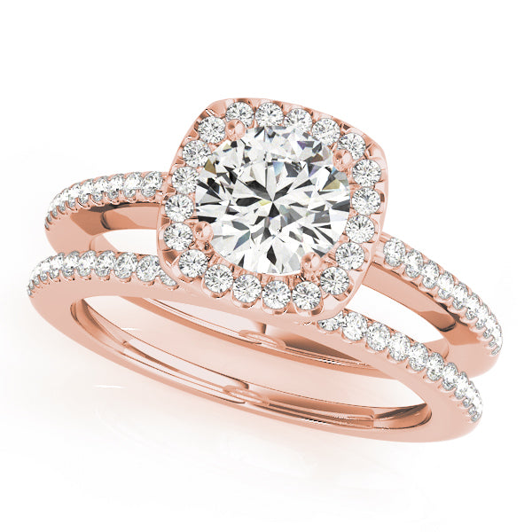 18K Rose Gold 1 CT Diamond Halo Engagement Ring