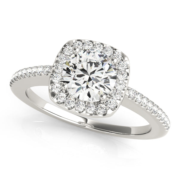 Platinum 1.20 ctw Round Diamond Halo Engagement Ring