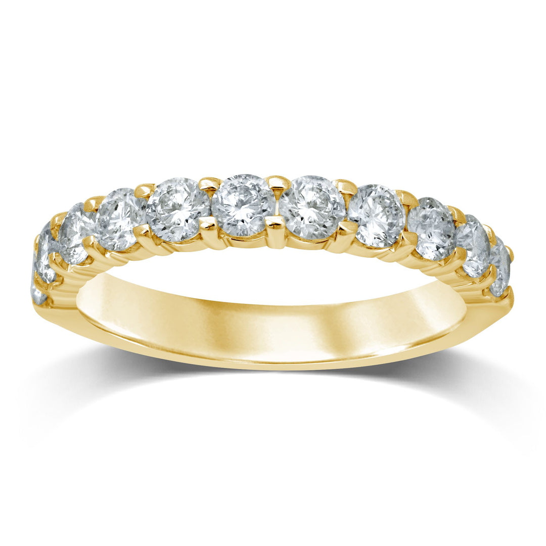 14K Yellow Gold Lab Diamond Wedding Band - 11 Stones