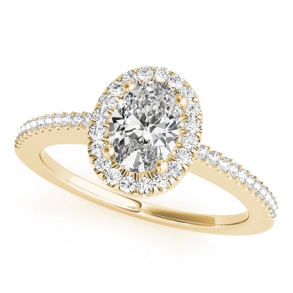 14K Yellow Gold 1/2 ct tw Halo Diamond Engagement Ring