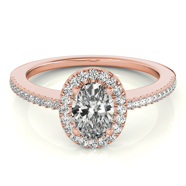 Rose Gold Oval Diamond Halo Engagement Ring 0.5ctw