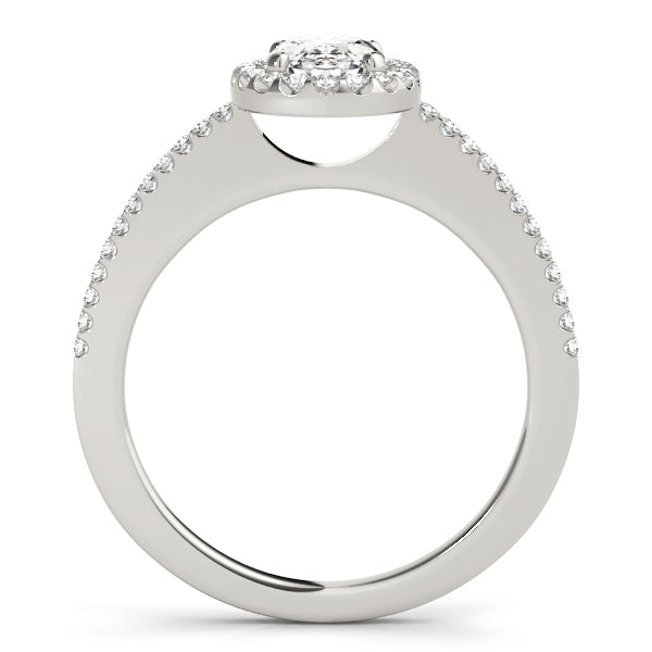 14K White Gold Oval Diamond Halo Engagement Ring