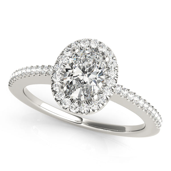 Platinum Oval Diamond Halo Engagement Ring 0.5 ctw