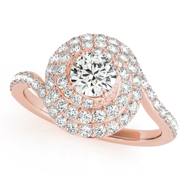 14K Rose Gold 1 CT Diamond Halo Engagement Ring