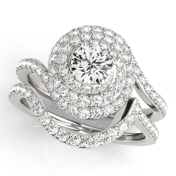 Platinum 1.75 ctw Round Diamond Halo Engagement Ring