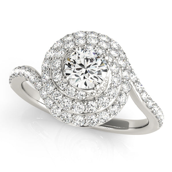 Platinum 1.75 ctw Round Diamond Halo Engagement Ring