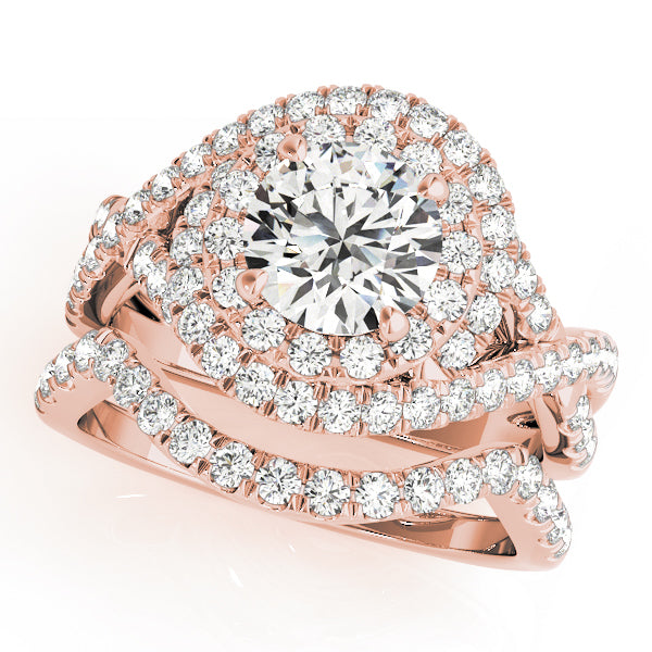 18K Rose Gold 1 ct Diamond Halo Engagement Ring