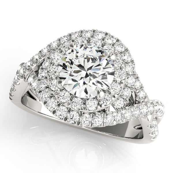 Platinum 1.62 ctw Round Diamond Halo Engagement Ring