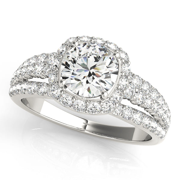 18K White Gold 1 ct Diamond Halo Engagement Ring