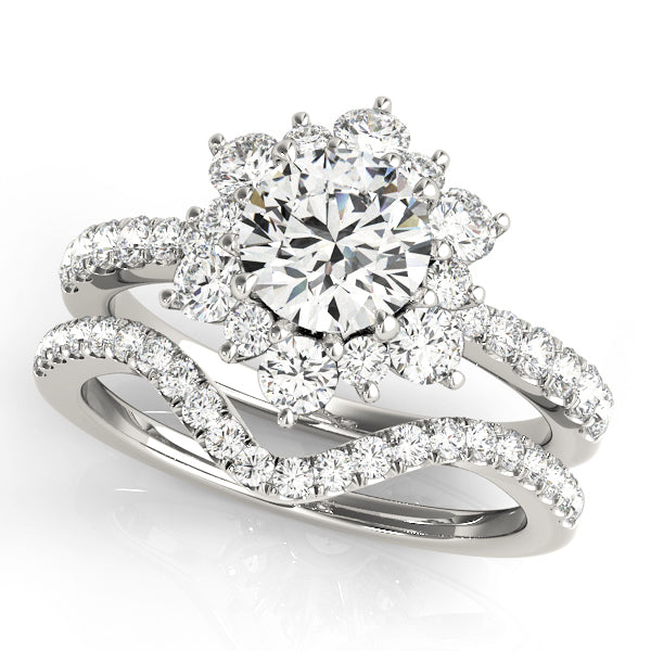 18K White Gold 1 ct Diamond Halo Engagement Ring