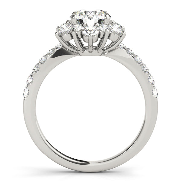 14K White Gold Round Diamond Halo Engagement Ring