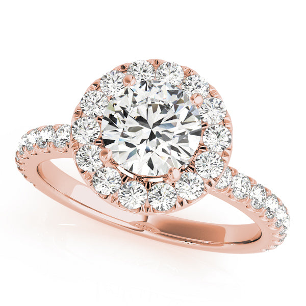 18K Rose Gold 1.5 ctw Diamond Halo Engagement Ring