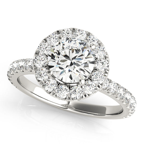 Platinum Round Diamond Halo Engagement Ring