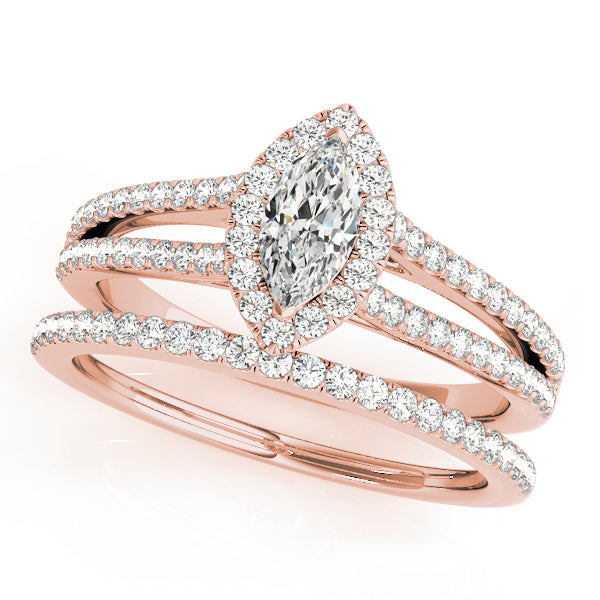 18K Rose Gold Marquise Diamond Engagement Ring