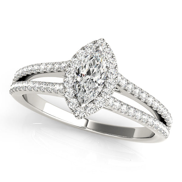 18K White Gold Marquise Diamond Engagement Ring