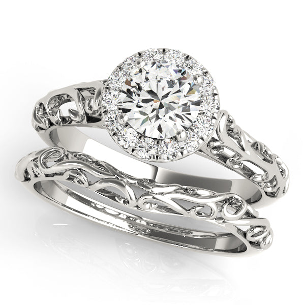 Platinum Round Diamond Halo Engagement Ring 5/8 ctw