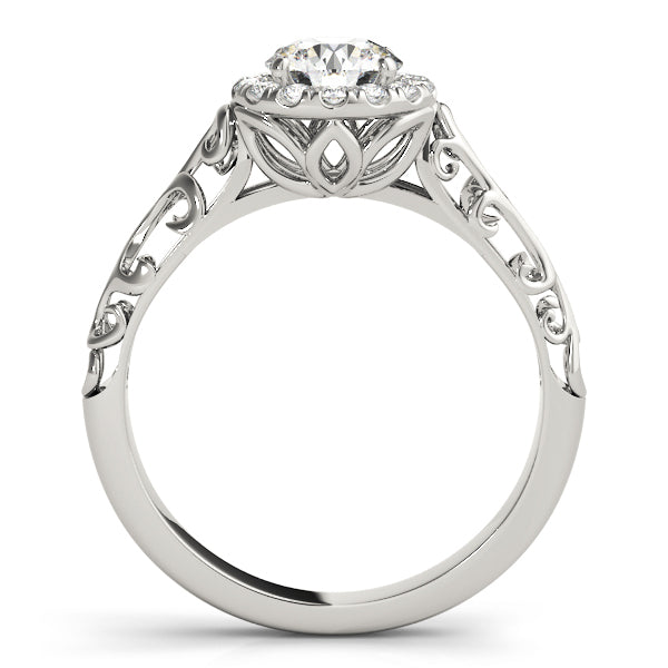 Platinum Round Diamond Halo Engagement Ring 5/8 ctw