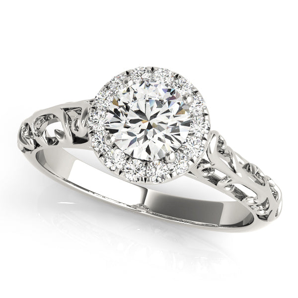 18K White Gold Diamond Halo Engagement Ring 0.5 ct