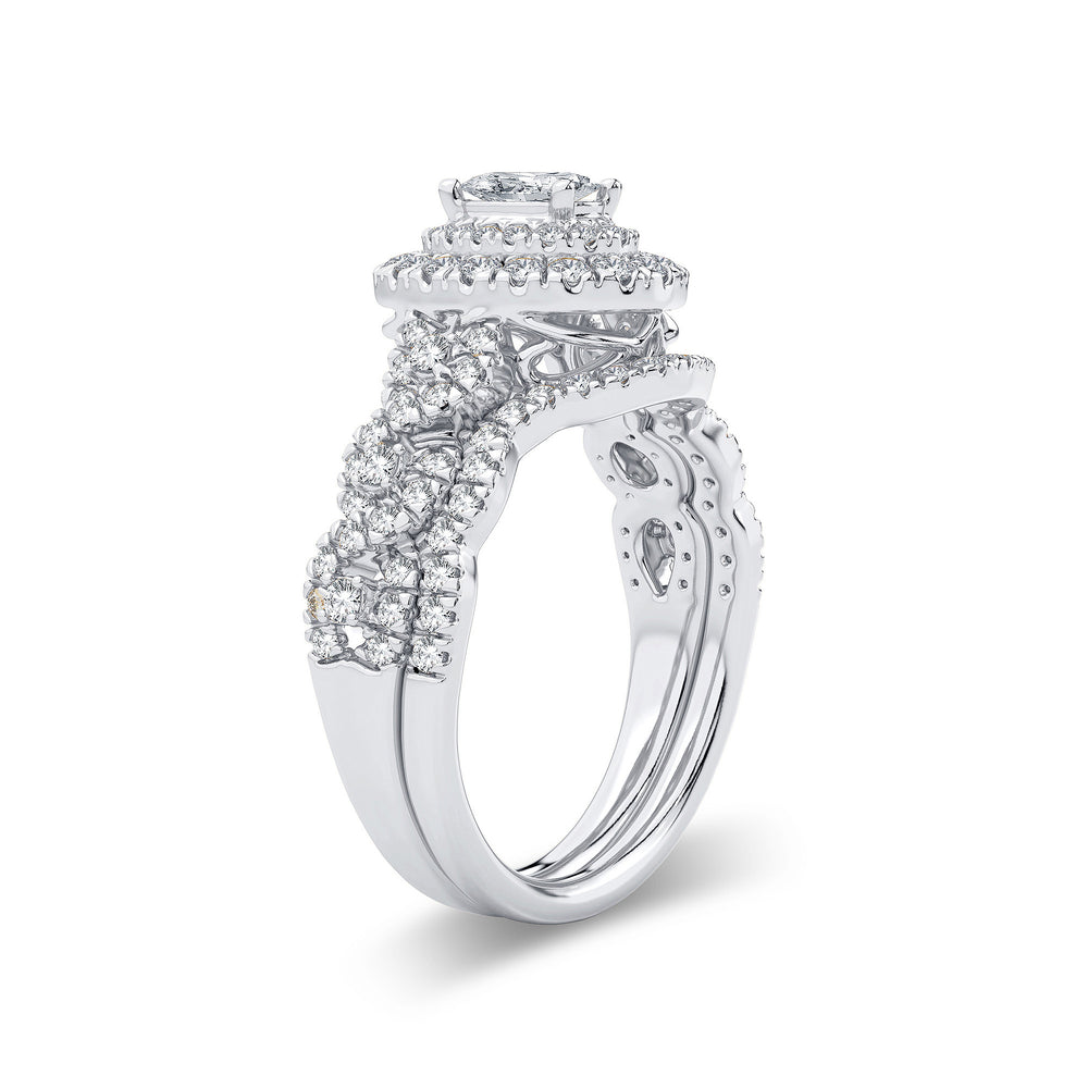 Brilliant 14k White Gold 1CT Lab Diamond Bridal Ring