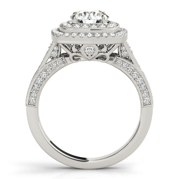 Platinum Round Diamond Halo Engagement Ring