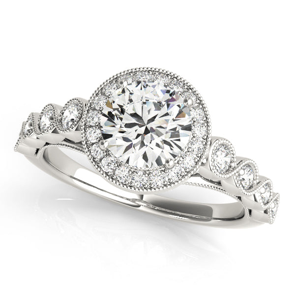 18K White Gold 1.33ctw Round Diamond Halo Ring