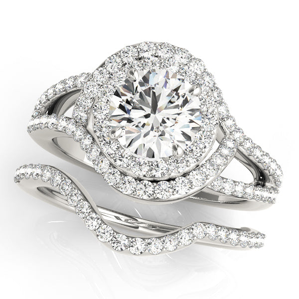18K White Gold 1.75 ctw Diamond Halo Engagement Ring