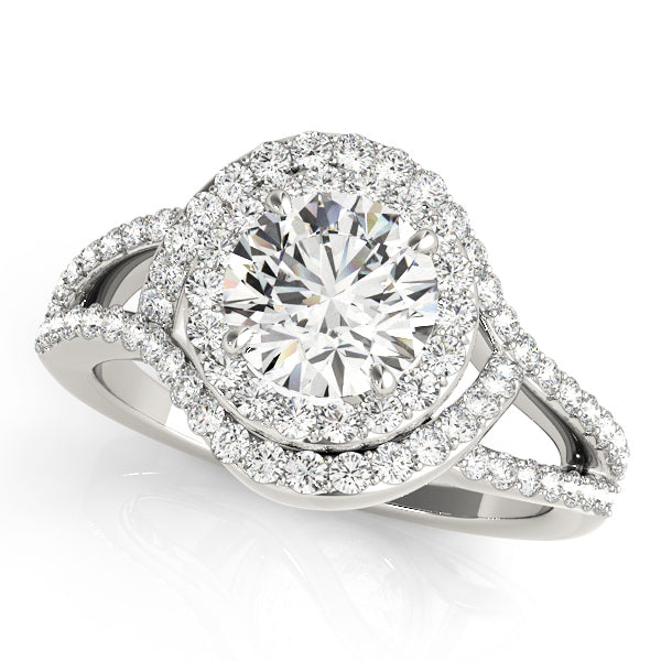 18K White Gold 1.75 ctw Diamond Halo Engagement Ring