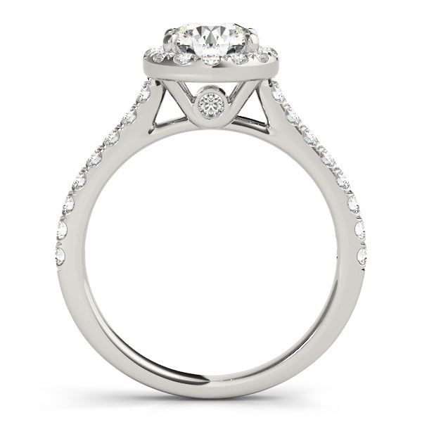 Platinum 1.33ctw Round Diamond Halo Engagement Ring