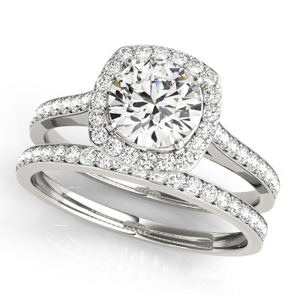 14K White Gold 1 CT Diamond Halo Engagement Ring