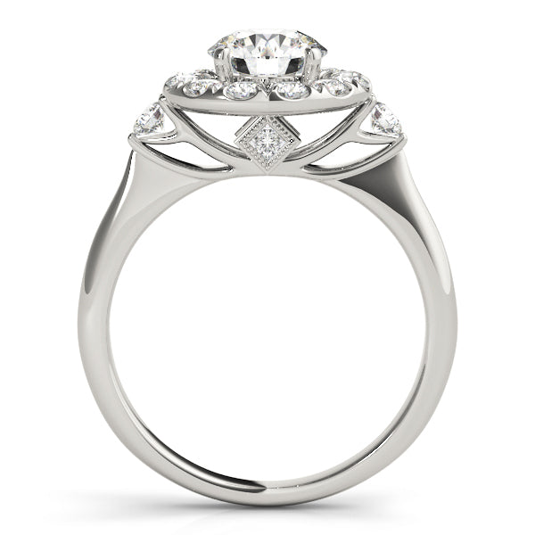14K White Gold 1 ct Diamond Halo Engagement Ring