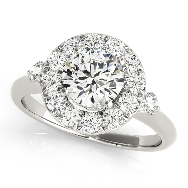 Platinum 1.38 ctw Round Diamond Halo Engagement Ring