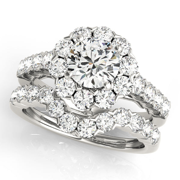 Platinum Round Diamond Halo Engagement Ring 2.13 ctw
