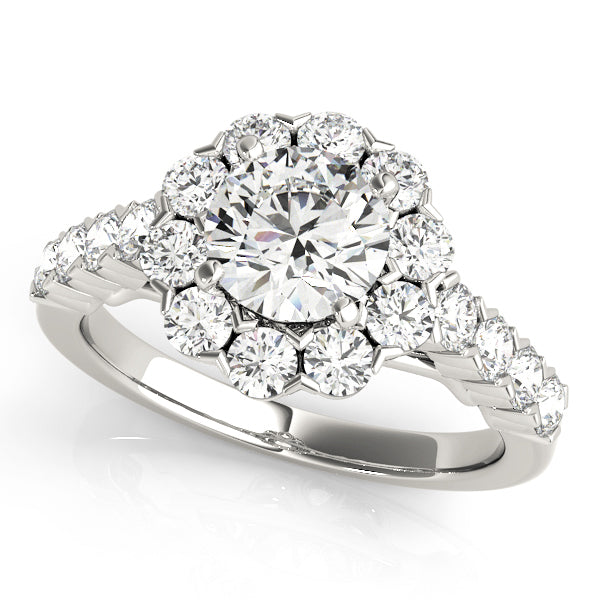 14K White Gold Round Diamond Engagement Ring Halo