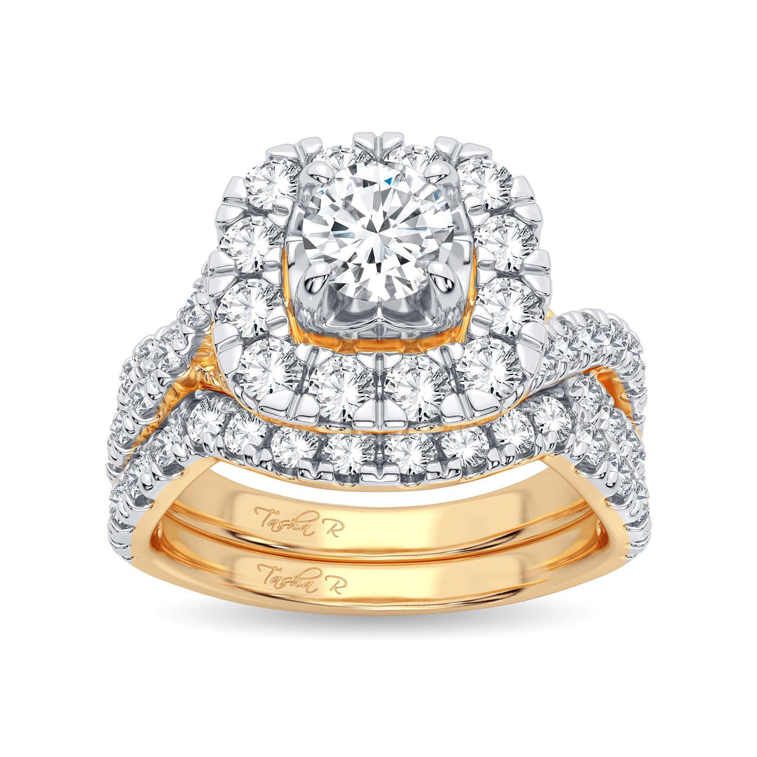 Brilliant 14K Yellow Gold 2CT Lab Diamond Bridal Ring