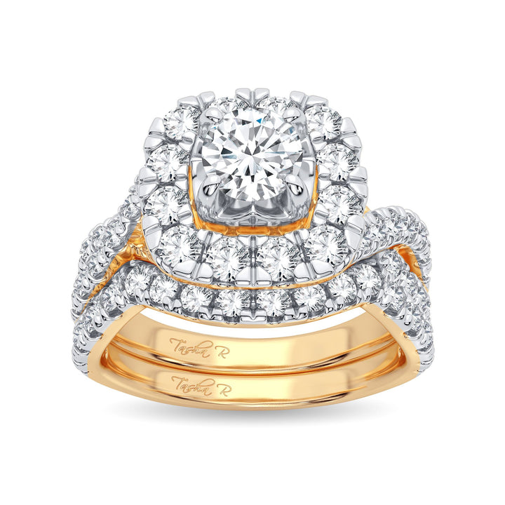 Brilliant 14K Yellow Gold 2CT Lab Diamond Bridal Ring
