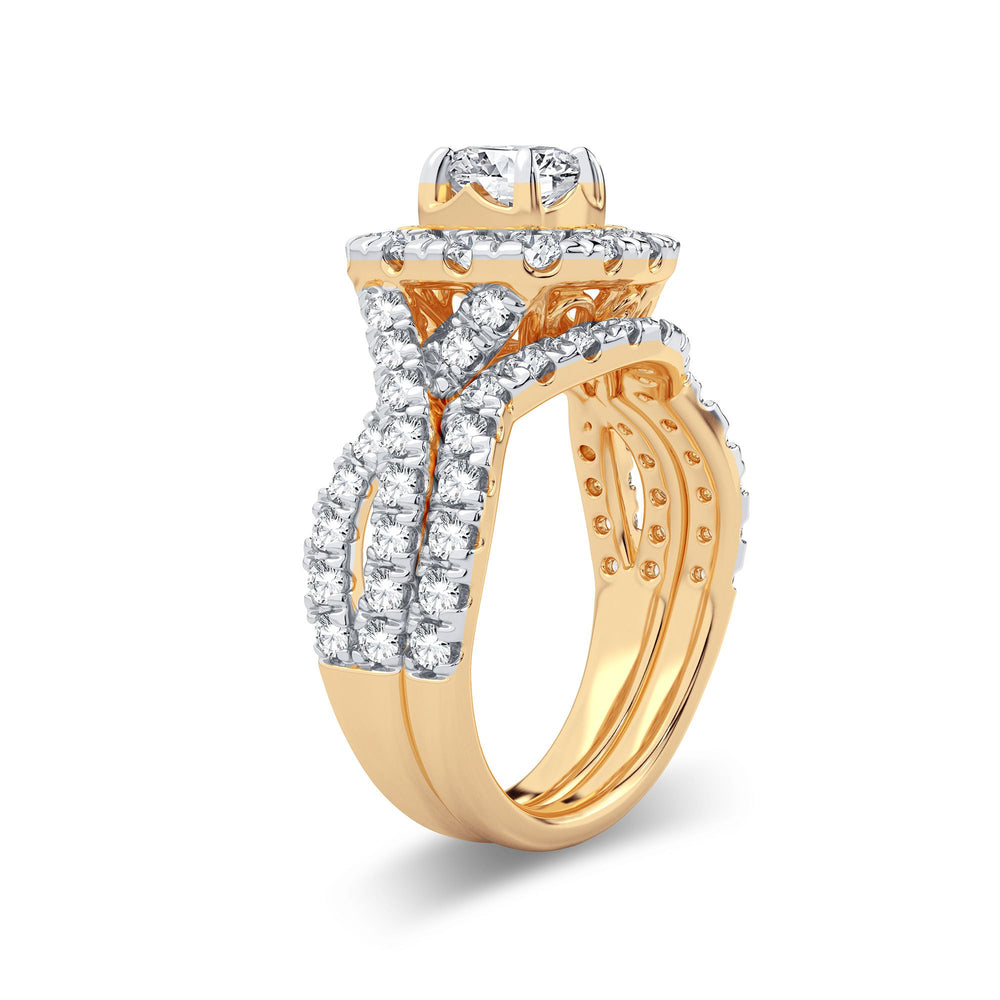 Brilliant 14K Yellow Gold 2CT Lab Diamond Bridal Ring