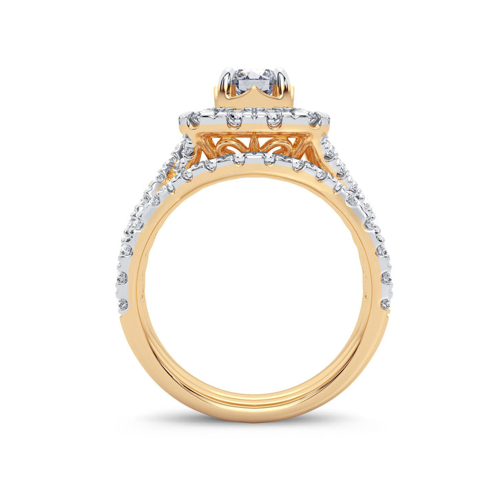 Brilliant 14K Yellow Gold 2CT Lab Diamond Bridal Ring